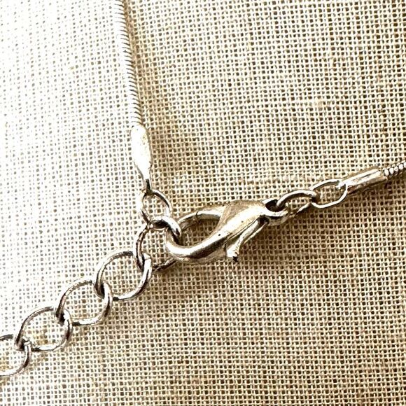 STERLING silver  double DOLPHIN  pointed quartz crystal Pendant necklace - Picture 9 of 12